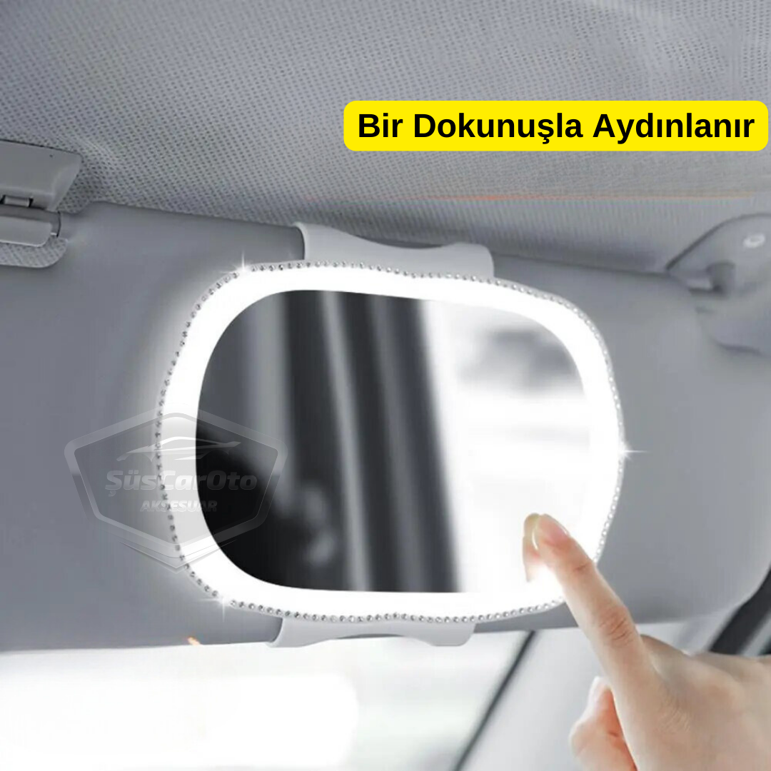 Espejo Universal para Parasol de Coche con LED, Espejo Interior de Coche, Tipo Clip, Táctil, Recargable, Iluminado, Espejo de Maquillaje para Coche, Alta Claridad, Blanco
