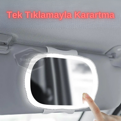 Espejo Universal para Parasol de Coche con LED, Espejo Interior de Coche, Tipo Clip, Táctil, Recargable, Iluminado, Espejo de Maquillaje para Coche, Alta Claridad, Blanco