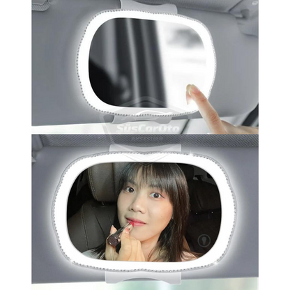 Espejo Universal para Parasol de Coche con LED, Espejo Interior de Coche, Tipo Clip, Táctil, Recargable, Iluminado, Espejo de Maquillaje para Coche, Alta Claridad, Blanco