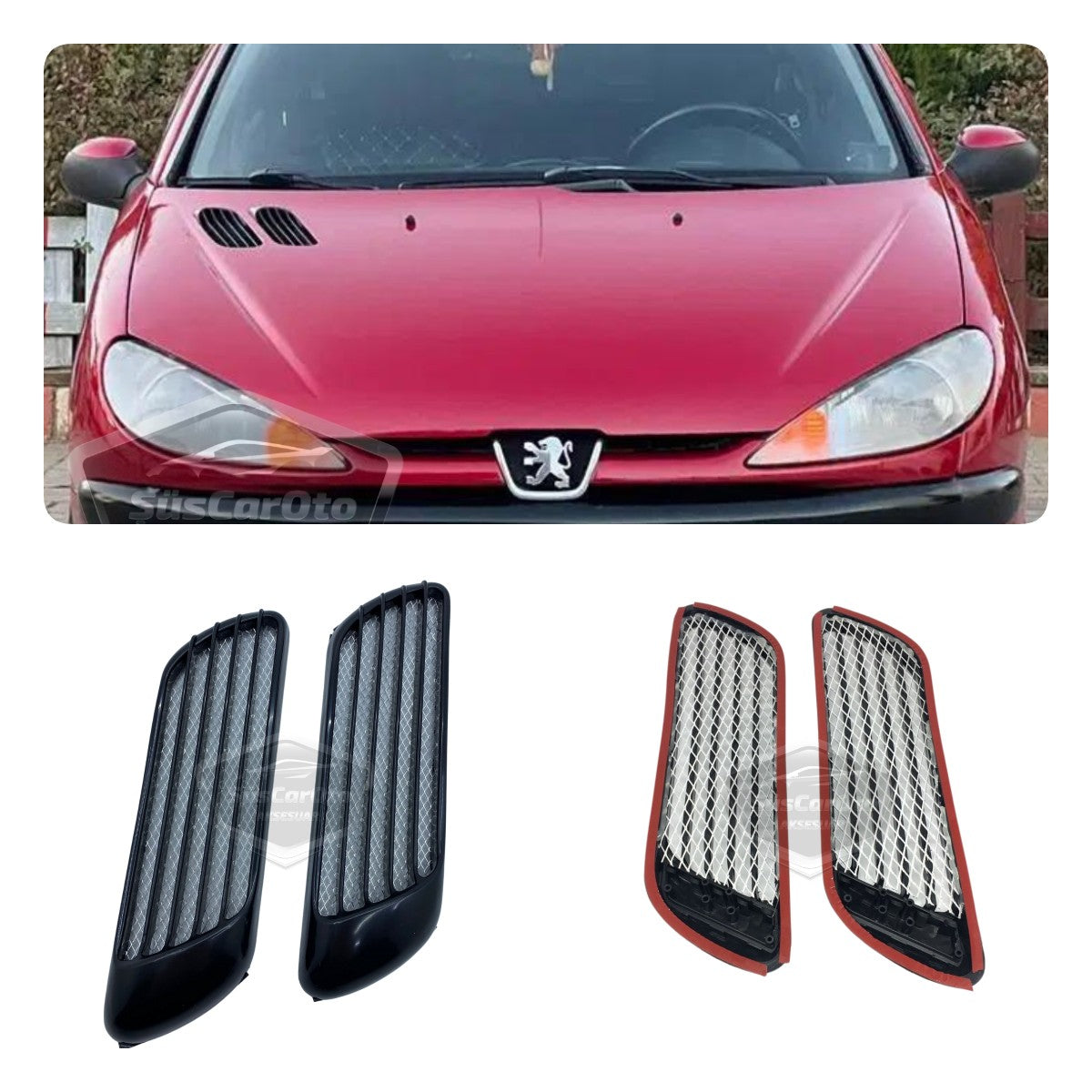 Universal Rejilla de ventilación superior de capó adaptable a cualquier vehículo Venti Universal Air Scoop Peugeot 206 Tipo 2 piezas NKT554