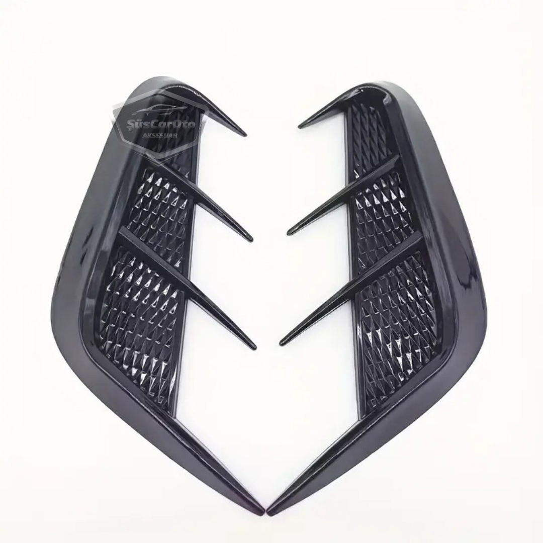Rejilla universal Piano Black flexible para parachoques, capó, guardabarros, aspecto deportivo, importada de primera calidad, derecha e izquierda, 2 unidades ONP452