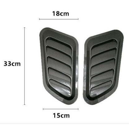 Rejilla de ventilación universal de carbono para capó, entrada de aire universal, paquete de 2