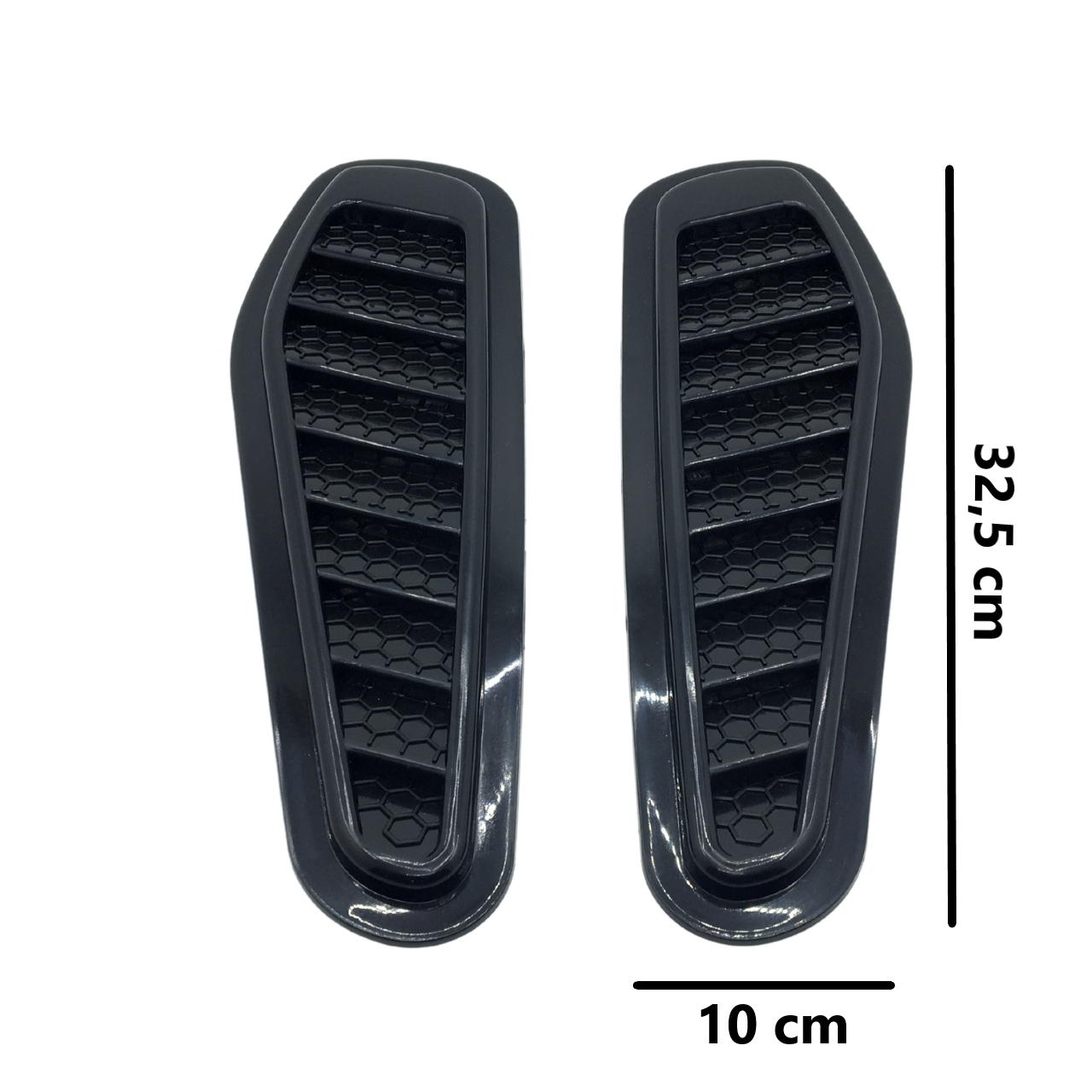 Rejilla de ventilación superior del capó Universal Piano Black Universal Air Scoop Slim Type 2 Piezas