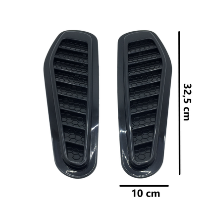 Rejilla de ventilación superior del capó Universal Piano Black Universal Air Scoop Slim Type 2 Piezas