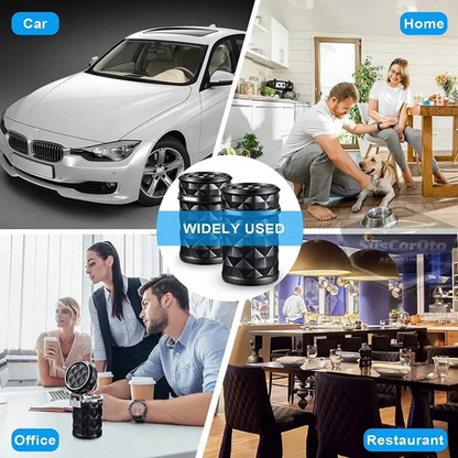 Cenicero de lujo universal con diseño de piedra de cristal y diamante, con luz LED azul, para coche deportivo, con tapa, color negro ONK16