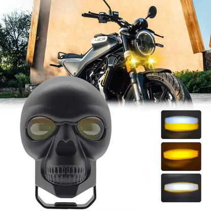 Universal Kurukafa Sis Farı Çakarlı Çift Renk Sarı-Beyaz 9-60V Kafatası Araç Motosiklet Off Road Led Lamba Delici Yayıcı Projektör 50W Metal Arazi Çalışma Lambası 1 Adet Siyah