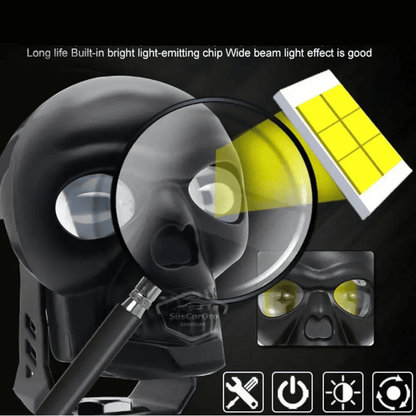 Universal Kurukafa Sis Farı Çakarlı Çift Renk Sarı-Beyaz 9-60V Kafatası Araç Motosiklet Off Road Led Lamba Delici Yayıcı Projektör 50W Metal Arazi Çalışma Lambası 1 Adet Siyah
