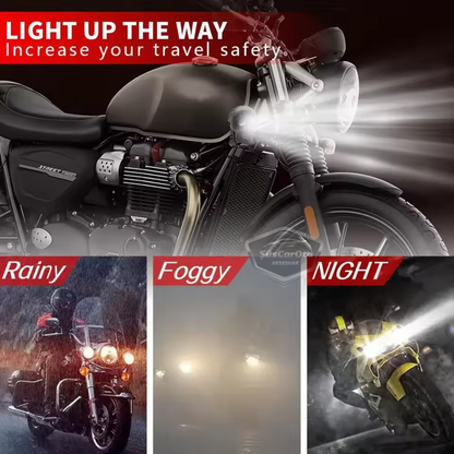 Universal Kurukafa Sis Farı Çakarlı Çift Renk Sarı-Beyaz 9-60V Kafatası Araç Motosiklet Off Road Led Lamba Delici Yayıcı Projektör 50W Metal Arazi Çalışma Lambası 1 Adet Krom