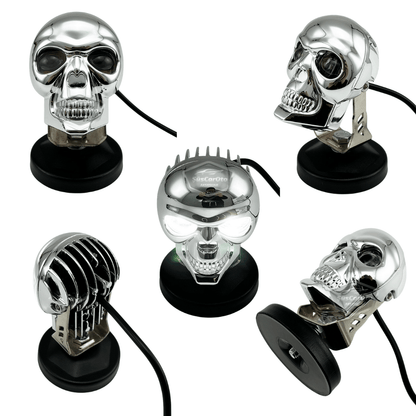 Universal Kurukafa Sis Farı Çakarlı Çift Renk Sarı-Beyaz 9-60V Kafatası Araç Motosiklet Off Road Led Lamba Delici Yayıcı Projektör 50W Metal Arazi Çalışma Lambası 1 Adet Krom