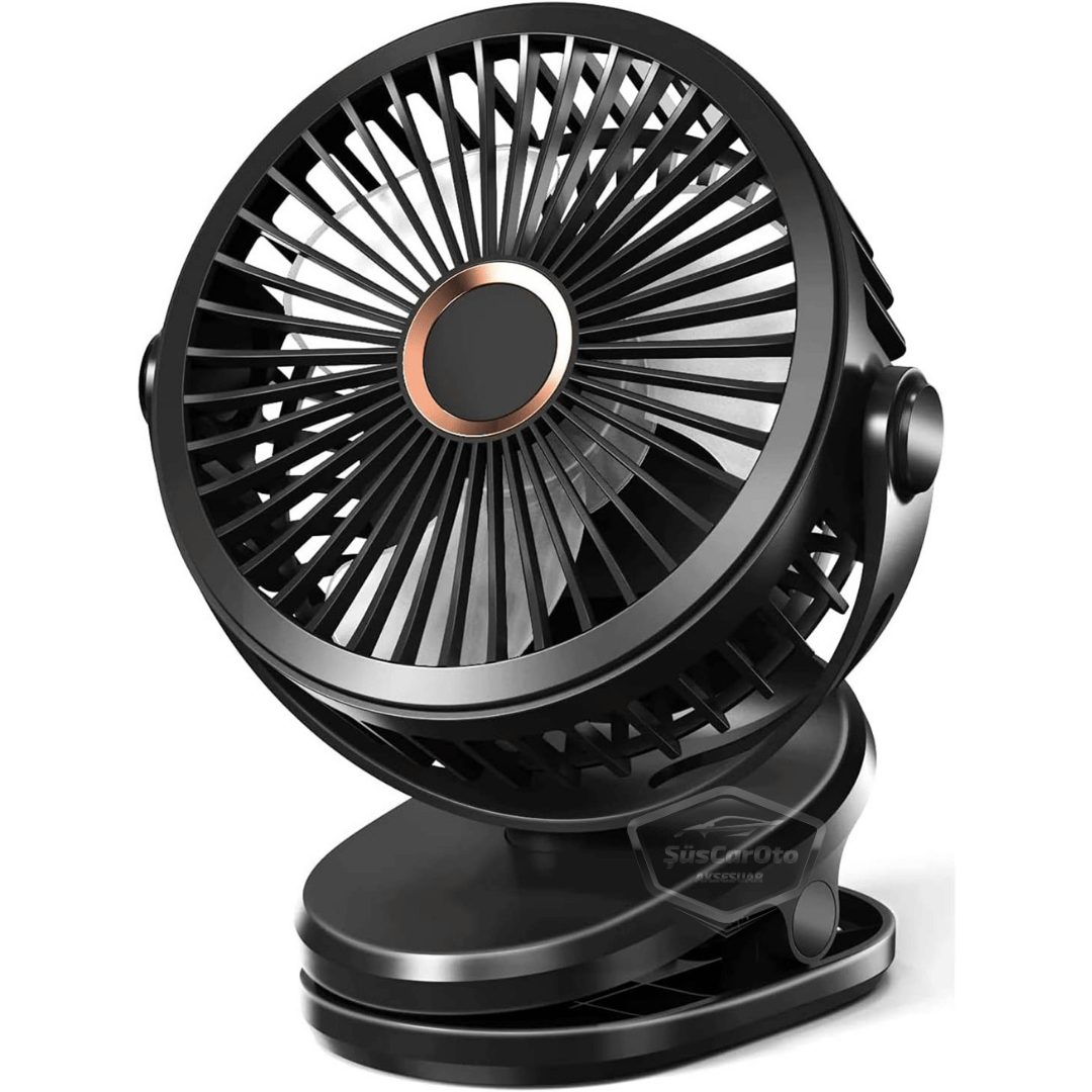 Üniversal Mandallı Oto Ofis Araç İçi Torpido Üstü Vantilatör USB ve Çakmak Girişli Tak Çalıştır Soğutucu Fan 360° Dönebilen Ultra Sessiz Oynar Başlıklı 6'' Araç Fanı