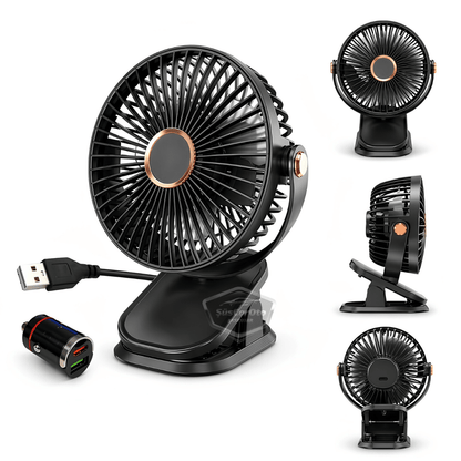 Üniversal Mandallı Oto Ofis Araç İçi Torpido Üstü Vantilatör USB ve Çakmak Girişli Tak Çalıştır Soğutucu Fan 360° Dönebilen Ultra Sessiz Oynar Başlıklı 6'' Araç Fanı