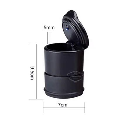 Cenicero de coche deportivo universal con luz LED azul, con tapa y portavasos, cenicero de coche, negro