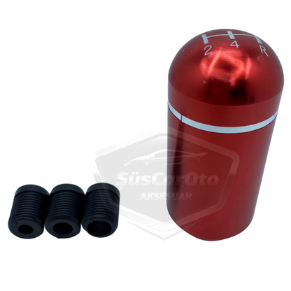 Perilla de cambio de marchas universal de aspecto deportivo con adaptador para palanca de cambios manual de carreras, tipo grande, color rojo