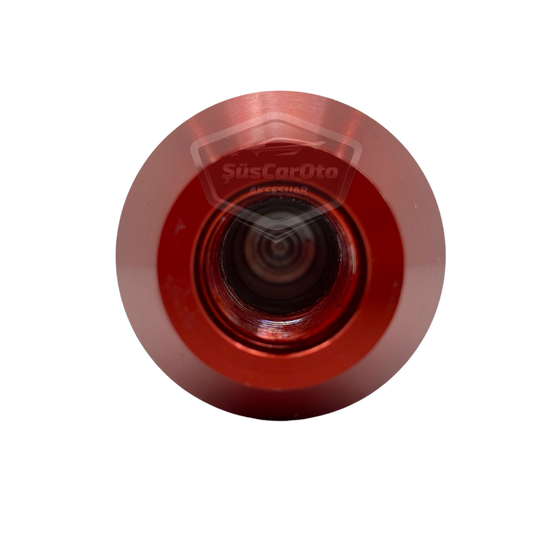 Perilla de cambio de marchas universal de aspecto deportivo con adaptador para palanca de cambios manual de carreras, tipo grande, color rojo