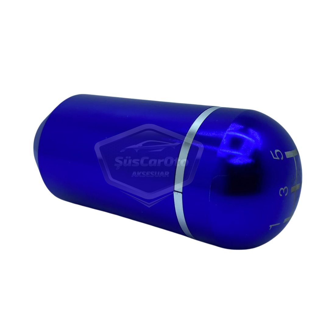 Pomo de palanca de cambios universal de metal de aspecto deportivo con adaptador, tipo grande manual de carreras, azul