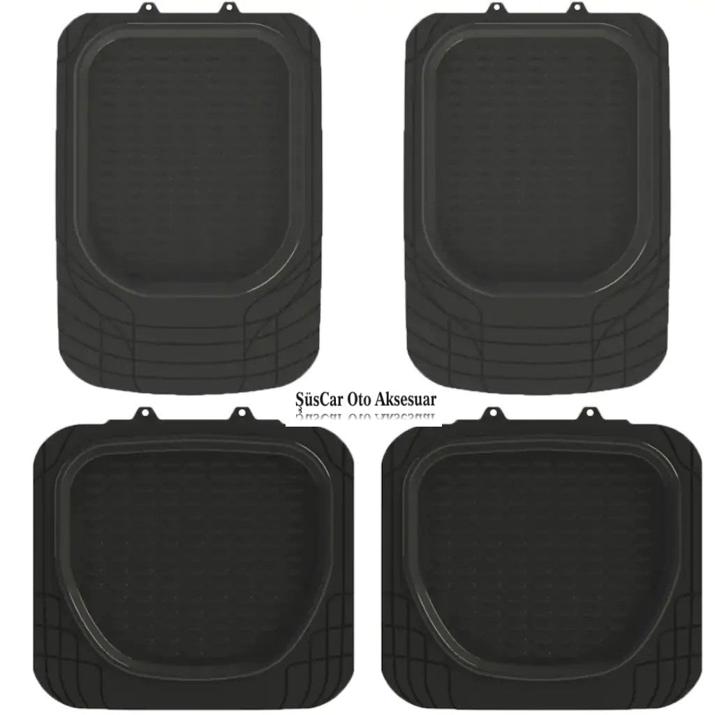 Alfombrillas universales 3D para coche, tipo bandeja, con barrera, 5 piezas, recortables, color negro