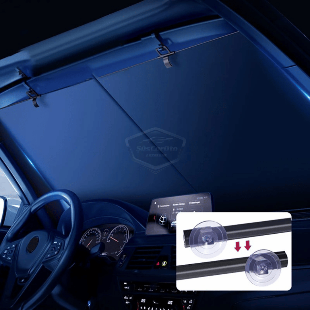 Universal Oto Katlanır Stor Perde Güneşlik Ön Arka Cam Gölgelik Otomatik Sürgülü Yeni Nesil Güneş Koruyucu Oto Araba Suv Tır 73 cm x 105 cm 2 Adet
