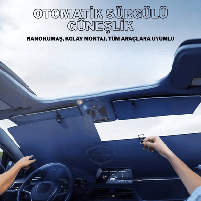 Universal Oto Katlanır Stor Perde Güneşlik Ön Arka Cam Gölgelik Otomatik Sürgülü Yeni Nesil Güneş Koruyucu Oto Araba Suv Tır 73 cm x 105 cm 2 Adet