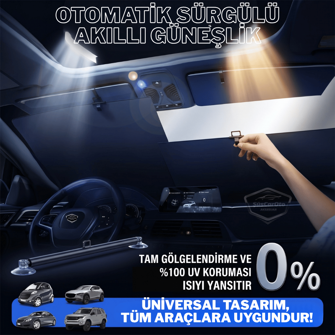 Universal Oto Katlanır Stor Perde Güneşlik Ön Arka Cam Gölgelik Otomatik Sürgülü Yeni Nesil Güneş Koruyucu Oto Araba Suv Tır 73 cm x 105 cm 2 Adet