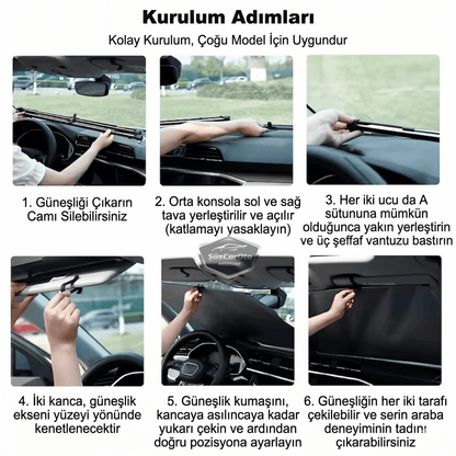 Universal Oto Katlanır Stor Perde Güneşlik Ön Arka Cam Gölgelik Otomatik Sürgülü Yeni Nesil Güneş Koruyucu Oto Araba Suv Tır 73 cm x 105 cm 2 Adet