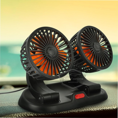 Ventilador de Coche Universal para Tablero de Instrumentos, de Doble Cabezal, con Conexión al Encendedor de Cigarrillos, Refrigerador de 2 Velocidades, Giratorio 360°, Ultra Silencioso, 12V