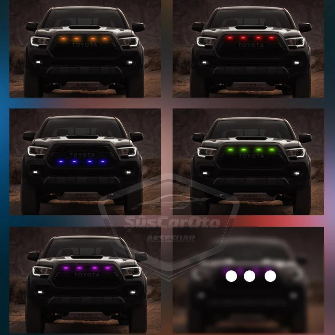 LED Universal RGB para parrilla delantera de coche con control por aplicación, iluminación de parrilla delantera de coche Off Road SUV, lámpara decorativa de parrilla, 4 unidades, 12V ONG66