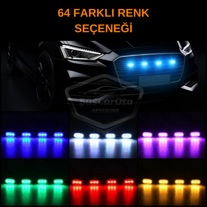 LED Universal RGB para parrilla delantera de coche con control por aplicación, iluminación de parrilla delantera de coche Off Road SUV, lámpara decorativa de parrilla, 4 unidades, 12V ONG66
