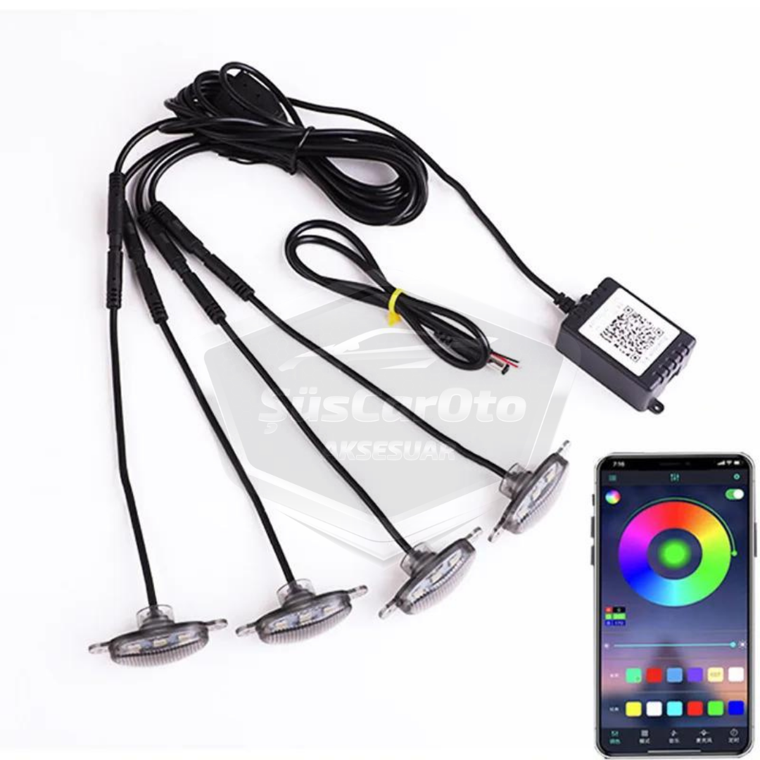 LED Universal RGB para parrilla delantera de coche con control por aplicación, iluminación de parrilla delantera de coche Off Road SUV, lámpara decorativa de parrilla, 4 unidades, 12V ONG66