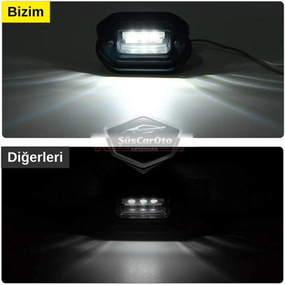 Luz de matrícula universal de 6 LED, luz potente, impermeable, cromada, ultra brillante, para iluminación automotriz de 12/24V, 2 unidades