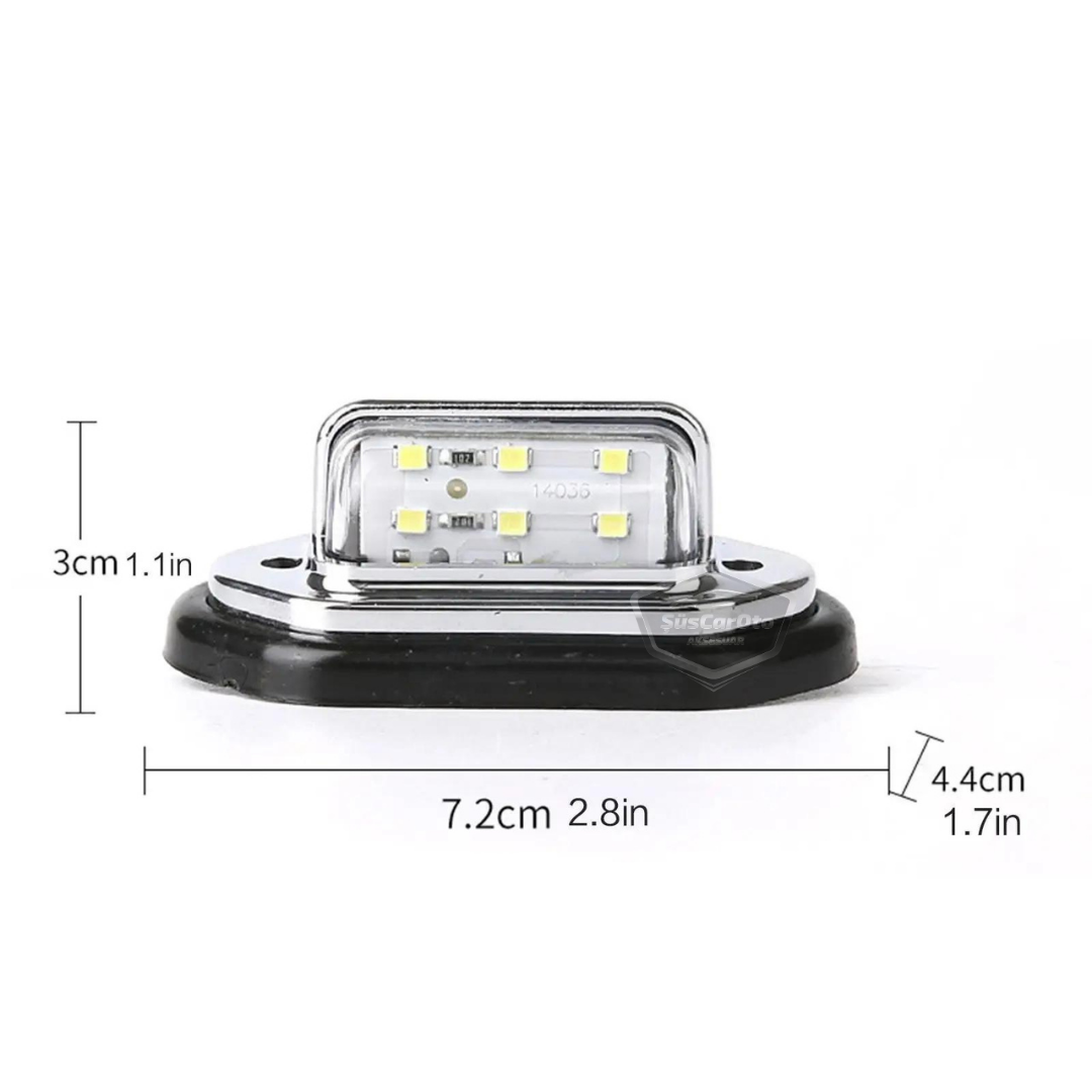 Luz de matrícula universal de 6 LED, luz potente, impermeable, cromada, ultra brillante, para iluminación automotriz de 12/24V, 2 unidades