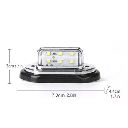 Luz de matrícula universal de 6 LED, luz potente, impermeable, cromada, ultra brillante, para iluminación automotriz de 12/24V, 2 unidades