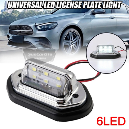 Luz de matrícula universal de 6 LED, luz potente, impermeable, cromada, ultra brillante, para iluminación automotriz de 12/24V, 2 unidades