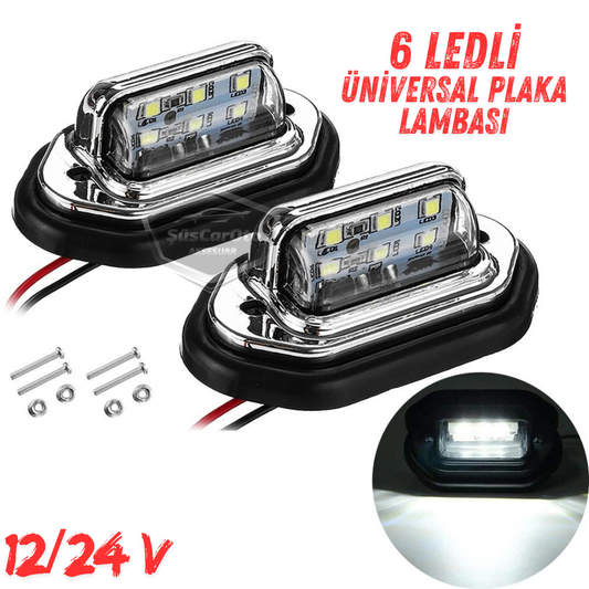 Luz de matrícula universal de 6 LED, luz potente, impermeable, cromada, ultra brillante, para iluminación automotriz de 12/24V, 2 unidades