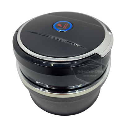 Cenicero de coche de lujo universal de porcelana, ignífugo, inodoro, con luz, sin humo, con tapa, para coche deportivo, cenicero de coche, plateado ONK06