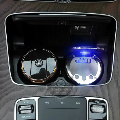 Cenicero Universal de Lujo de Porcelana, Ignífugo, Sin Olor, con Luz, para Coche, Cenicero sin Humo con Tapa, para Coches Deportivos, Cenicero de Coche, Dorado ONK07