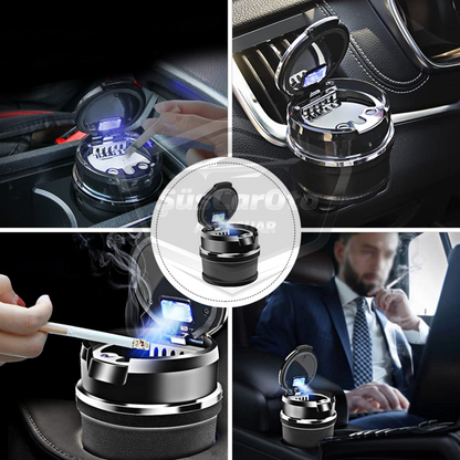 Cenicero Universal de Lujo de Porcelana, Ignífugo, Sin Olor, con Luz, para Coche, Cenicero sin Humo con Tapa, para Coches Deportivos, Cenicero de Coche, Dorado ONK07