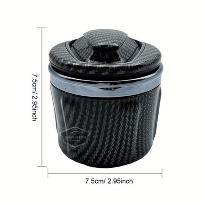 Cenicero de coche de lujo universal de porcelana, ignífugo, inodoro, con luz azul, cenicero de coche deportivo sin humo con tapa, cenicero de coche, plata de carbono ONK162