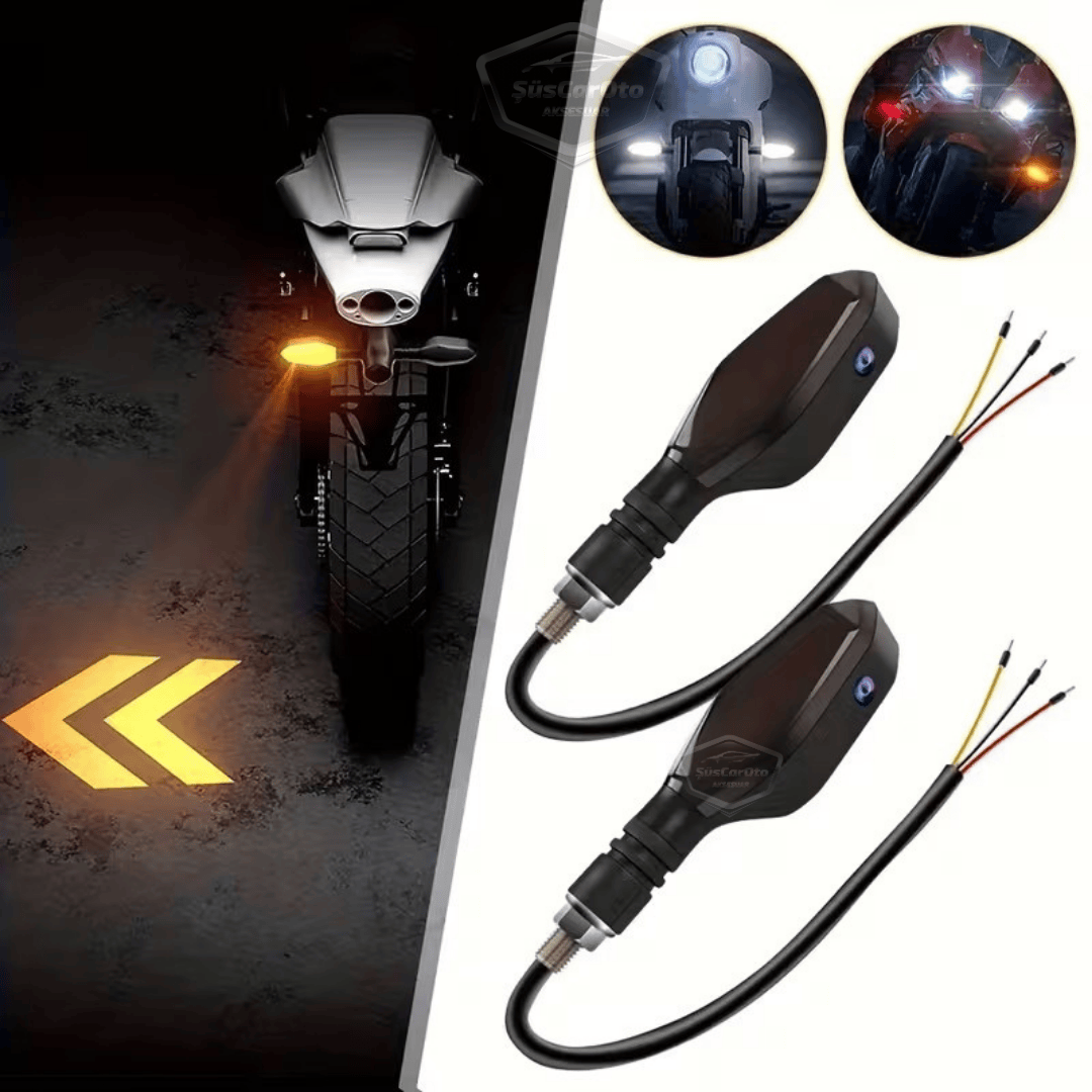 Üniversal RGB Animasyonlu Motosiklet LED Park Sinyal Lambası Projeksiyonlu Lazer Led Stop 12V Sağ Sol Takım Yüksek Parlaklık İkaz Işığı