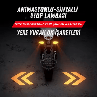 Üniversal RGB Animasyonlu Motosiklet LED Park Sinyal Lambası Projeksiyonlu Lazer Led Stop 12V Sağ Sol Takım Yüksek Parlaklık İkaz Işığı