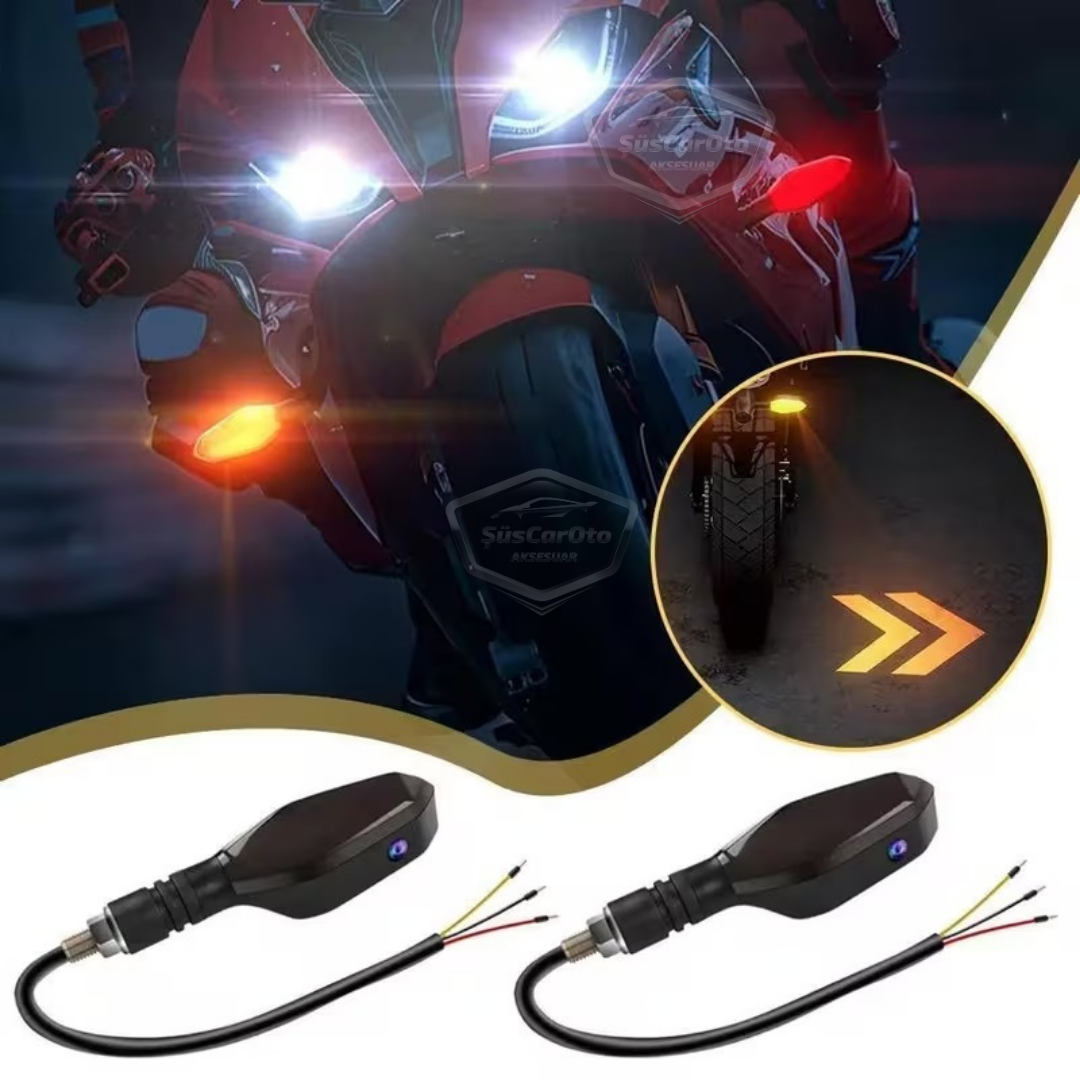 Üniversal RGB Animasyonlu Motosiklet LED Park Sinyal Lambası Projeksiyonlu Lazer Led Stop 12V Sağ Sol Takım Yüksek Parlaklık İkaz Işığı