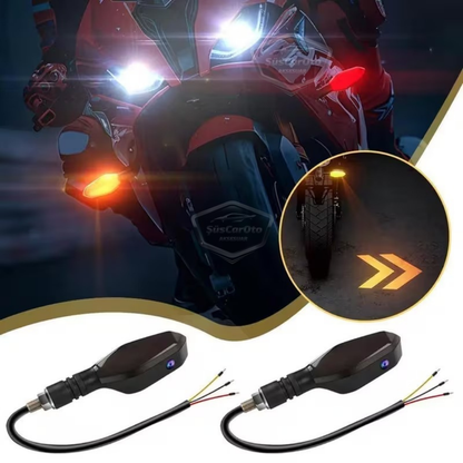 Üniversal RGB Animasyonlu Motosiklet LED Park Sinyal Lambası Projeksiyonlu Lazer Led Stop 12V Sağ Sol Takım Yüksek Parlaklık İkaz Işığı