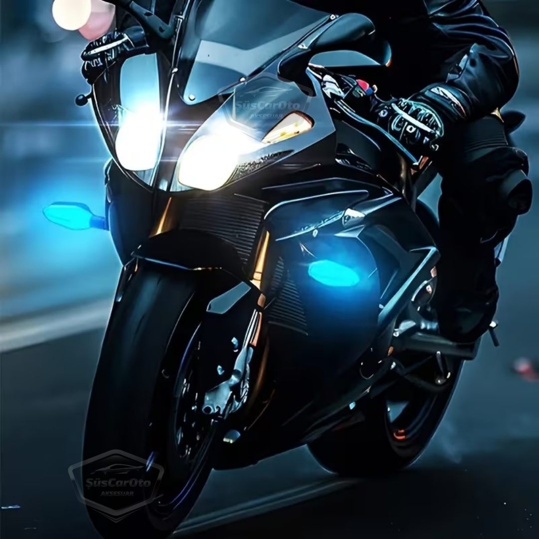 Üniversal RGB Animasyonlu Motosiklet LED Park Sinyal Lambası Projeksiyonlu Lazer Led Stop 12V Sağ Sol Takım Yüksek Parlaklık İkaz Işığı