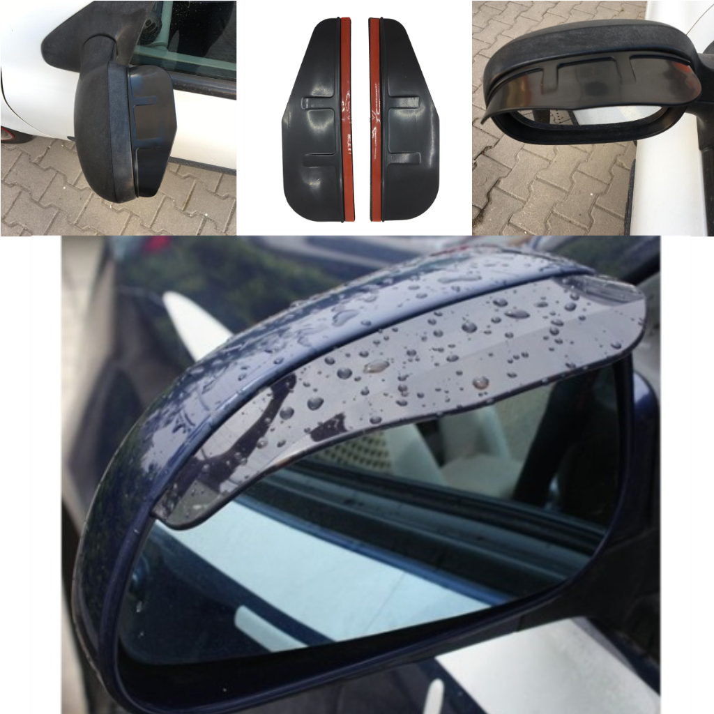 Par de deflectores de lluvia universales de silicona flexibles para espejo retrovisor lateral de coche, color negro