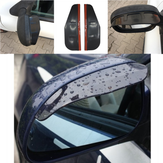 Par de deflectores de lluvia universales de silicona flexibles para espejo retrovisor lateral de coche, color negro