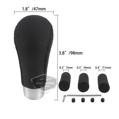 Palanca de cambios manual con pomo de cuero negro cosido universal con aspecto deportivo y accesorios ONV231