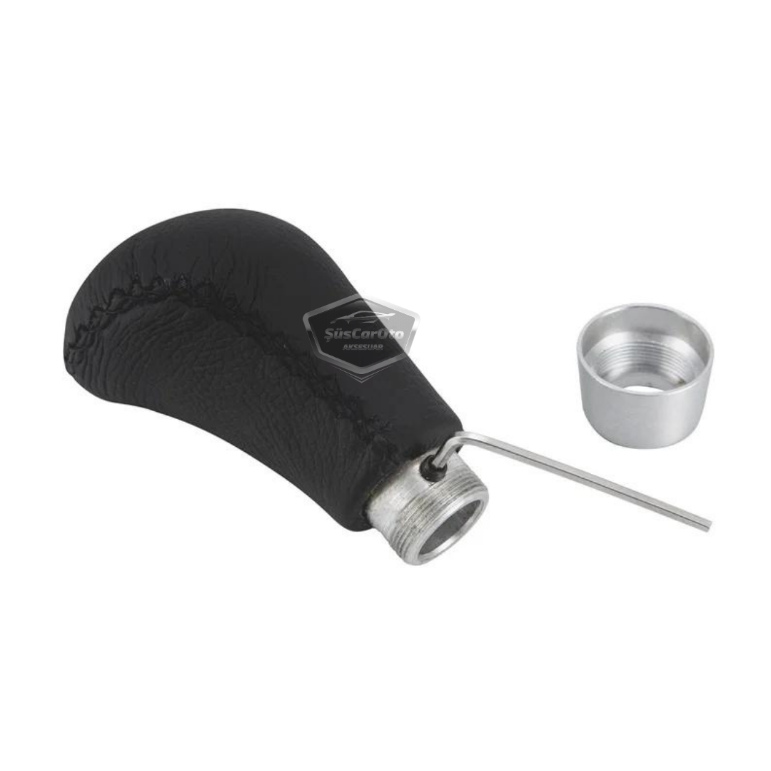 Palanca de cambios manual con pomo de cuero negro cosido universal con aspecto deportivo y accesorios ONV231
