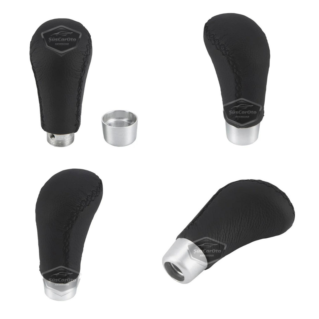 Palanca de cambios manual con pomo de cuero negro cosido universal con aspecto deportivo y accesorios ONV231