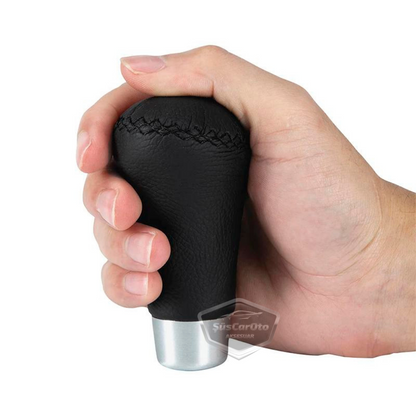 Palanca de cambios manual con pomo de cuero negro cosido universal con aspecto deportivo y accesorios ONV231
