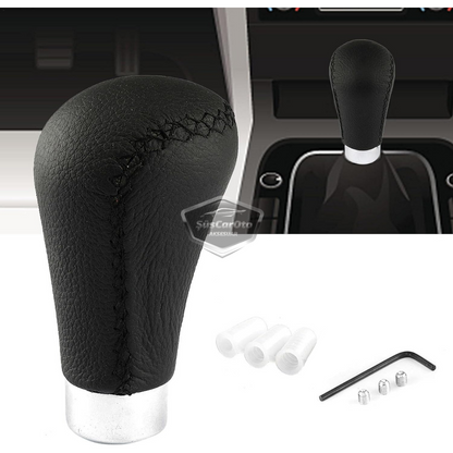 Palanca de cambios manual con pomo de cuero negro cosido universal con aspecto deportivo y accesorios ONV231