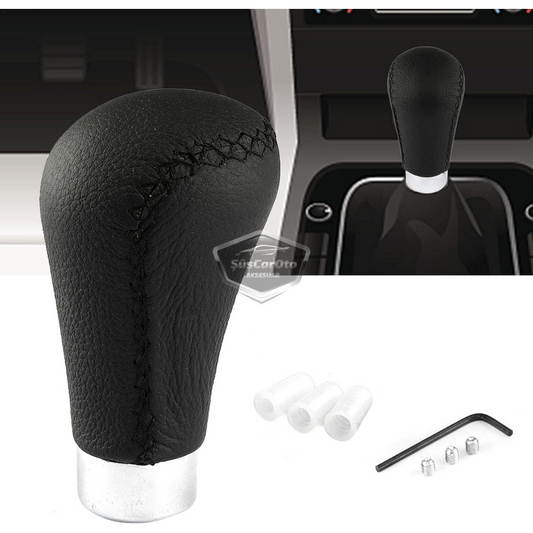 Palanca de cambios manual con pomo de cuero negro cosido universal con aspecto deportivo y accesorios ONV231